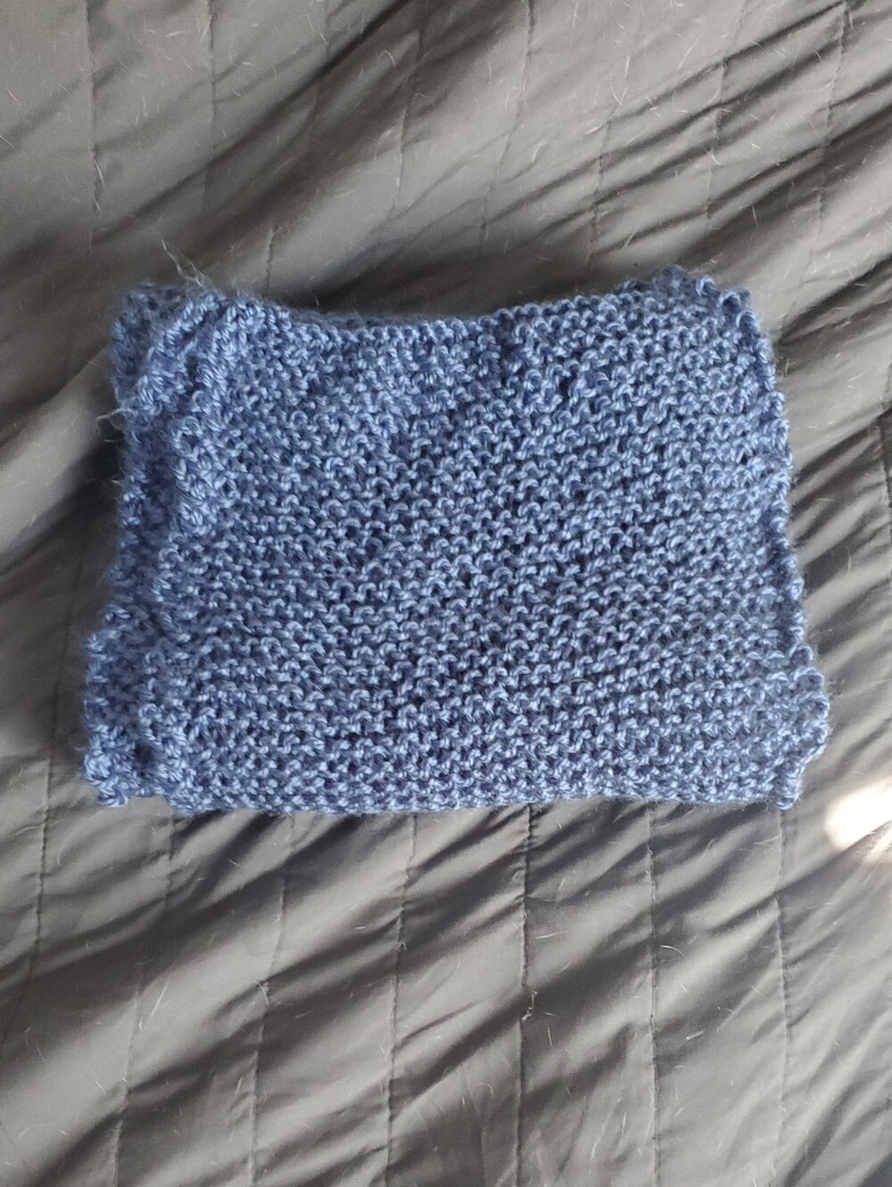 Hand-Knit Chunky Blue Scarf